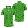 Maxcorners Three Leaf Clover Golf And Beer St Patrick's Day Green Golf Shirt, Fun Golf Shirts For Men, Polo Shirts For Men