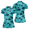 Maxcorners Turquoise Palm Tree Tropical Golf Shirt, Women's Golf Shirt, Golf Polo For Women, Golf Shirts For Women LM1507
