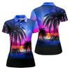 Maxcorners Palm Tree Sunset Beach Golf Shirt, Women’s Golf Polo, Golf Shirts For Women, Printed Golf Shirt LM1507