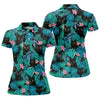 Maxcorners Black Cat Tropical Monstera Hawaiian Golf Polo Shirt, Golf Shirts For Women, Women's Golf Apparel LM1507