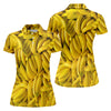 Maxcorners Realistic Banana Print Hawaiian Golf Shirt, Golf Tops For Women, Performance Golf Shirt LM1507