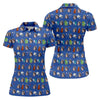 Maxcorners Blue Custom Photo Golf Icons Polo Shirt, Women’s Golf Polo, Performance Golf Shirt LM1507