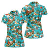 Maxcorners Women's Funny Surfing Santa Hawaiian Golf Shirt, Christmas Golf Shirt, Women’s Golf Polo LM1507