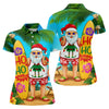 Maxcorners Surfboard Santa Tropical Christmas Golf Shirt, Women's Golf Tops, Hawaiian Golf Shirt LM1507