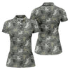 Maxcorners Grey Camo Chihuahua Dog Pattern Golf Polo Shirt, Women's Golf Shirt, Ladies Polo Shirt, Womens Golf Top LM1507