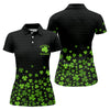 Maxcorners Shenanigans Coordinator Golf Ball Pattern St Patrick Day Black Golf Shirt, Women's Golf Tops, Ladies Golf Polos