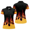 Maxcorners Retro Flame Fire Pattern Golf Shirt, Women's Golf Shirt, Hawaiian Golf Shirt LM1507