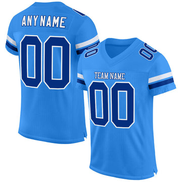 Maxcorners Custom Powder Blue Royal-White Mesh Authentic Football Jersey LM2605