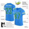 Maxcorners Custom Powder Blue Kelly Green-White Mesh Authentic Football Jersey LM2605