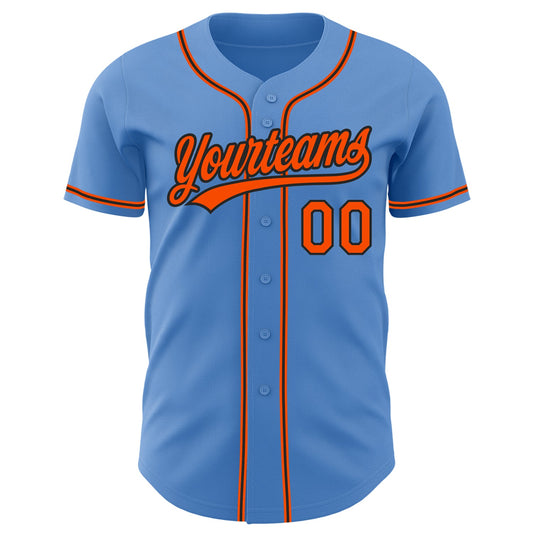 Maxcorners Custom Powder Blue Orange-Black Authentic Baseball Jersey LM2605