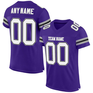 Maxcorners Custom Purple White-Gray Mesh Authentic Football Jersey LM2605