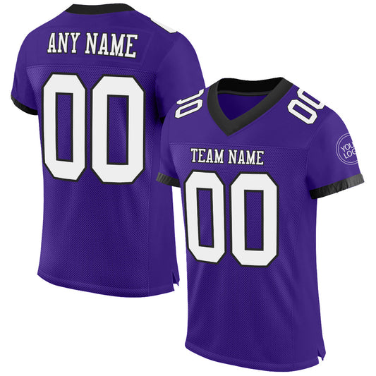 Maxcorners Custom Purple White-Black Mesh Authentic Football Jersey LM2605