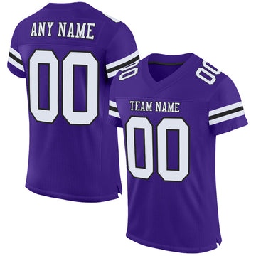 Maxcorners Custom Purple White-Black Mesh Authentic Classic Football Jersey LM2605