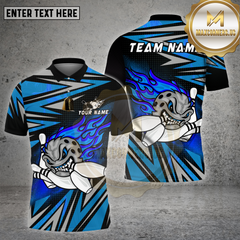 Maxcorners Bowling Flaming Angry Ball Strike Multicolor Options Personalized Name, Team Name Unisex 3D Shirt