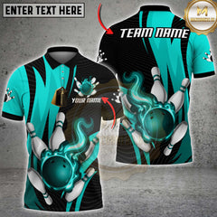 Maxcorners Bowling Strike Flame Multicolor Customized Name, Team Name 3D Shirts