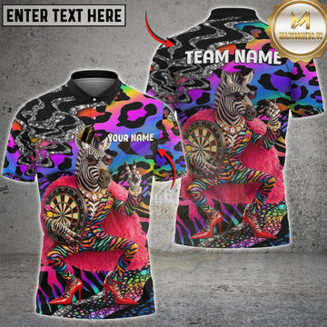 Maxcorners Funny Fashion Zebra Darts Rainbow Leopard Customized Name, Team Name 3D Shirt