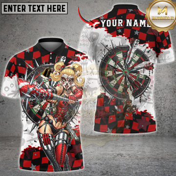 Maxcorners Darts Clown Girl Spike Bat Dartboard Personalized Name 3D Unisex Shirt