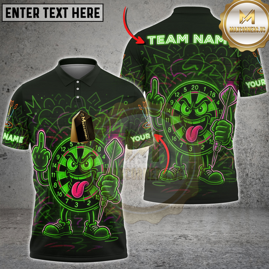 Maxcorners Darts Angry Dartboard Neon Style Multicolor Customized Name, Team Name 3D Shirts