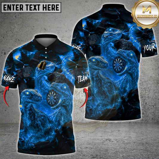 Maxcorners Darts Fiery Velociraptor Lava Dartboard Design Multicolor Customized Name, Team Name 3D Shirts