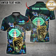 Maxcorners Darts Neon Love Party Design Multicolor Customized Name, Team Name 3D Shirt