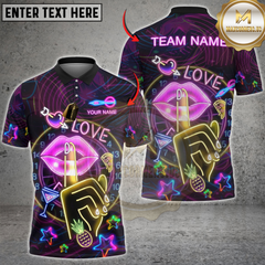 Maxcorners Darts Neon Love Party Design Multicolor Customized Name, Team Name 3D Shirt