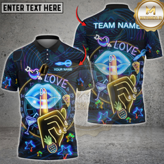 Maxcorners Darts Neon Love Party Design Multicolor Customized Name, Team Name 3D Shirt