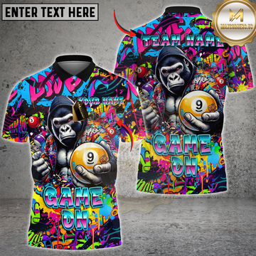 Maxcorners Gorilla Billiards 9 Pool Graffiti Game On Personalized Name, Team Name 3D Shirt