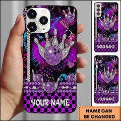 Maxcorners Glitter Bowling Strike Personalized Name 3D Phone Case