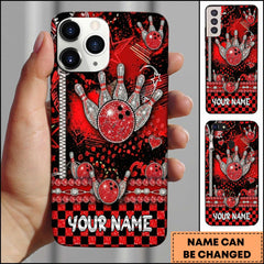 Maxcorners Glitter Bowling Strike Personalized Name 3D Phone Case