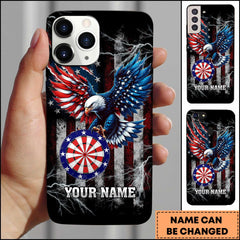 Maxcorners Darts American Eagle Flag Lightning Personalized Name 3D Phone Case