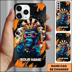 Maxcorners Darts Gorilla King Smoking Cigar Crown Personalized Name 3D Phone Case