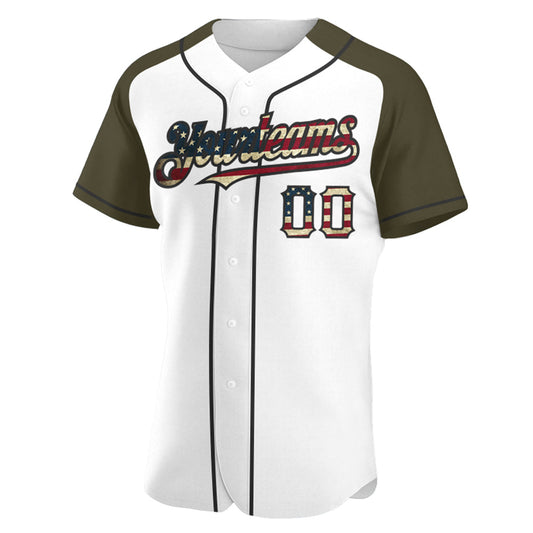 Maxcorners Custom Black Vintage USA Flag Crimson-Cream Premium Raglan Sleeves Baseball Jersey LM0210