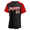 Maxcorners Custom Black White-Red Authentic Raglan Sleeves Baseball Jersey LM2605