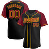 Maxcorners Custom Black Crimson-Gold Authentic Raglan Sleeves Baseball Jersey LM2605
