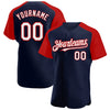 Maxcorners Custom Navy White-Red Authentic Raglan Sleeves Baseball Jersey LM2605