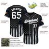 Maxcorners Custom Black White-Gray Camo Raglan Sleeves American Flag Patriotic Authentic Baseball Jersey LM2605
