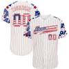 Maxcorners Custom White Red Pinstripe USA Flag-Blue Patriotic Stars & Stripes Raglan Sleeves Authentic Baseball Jersey LM2605