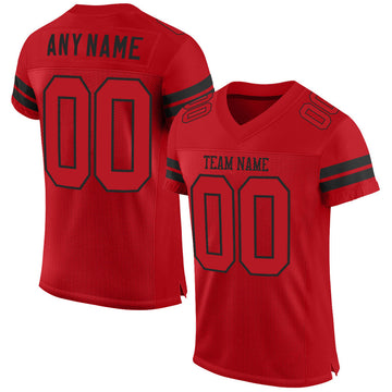 Maxcorners Custom Red Red-Black Mesh Authentic Football Jersey LM2605
