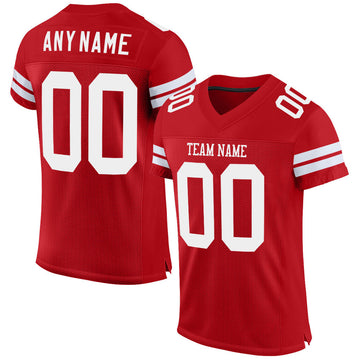 Maxcorners Custom Red White Mesh Authentic Football Jersey LM2605