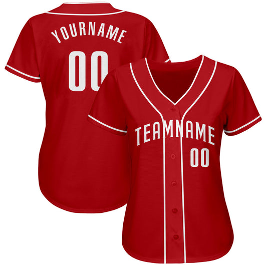 Maxcorners Custom Red White Authentic Baseball Jersey LM2605