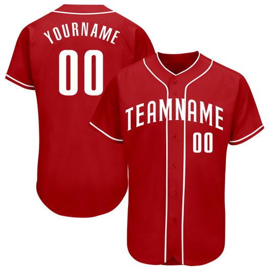 Maxcorners Custom Red White Authentic Baseball Jersey LM2605
