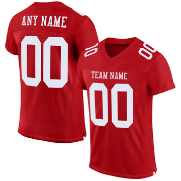 Maxcorners Custom Red White Mesh Authentic Classic Football Jersey LM2605