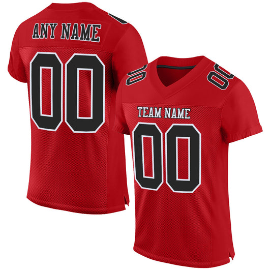 Maxcorners Custom Red Black-White Mesh Authentic Football Jersey LM2605