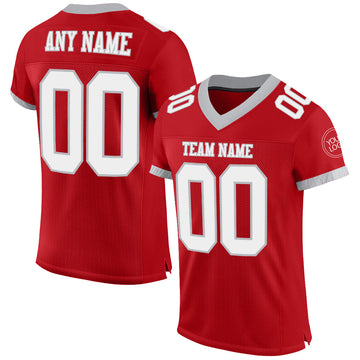 Maxcorners Custom Red White-Gray Mesh Authentic Football Jersey LM2605