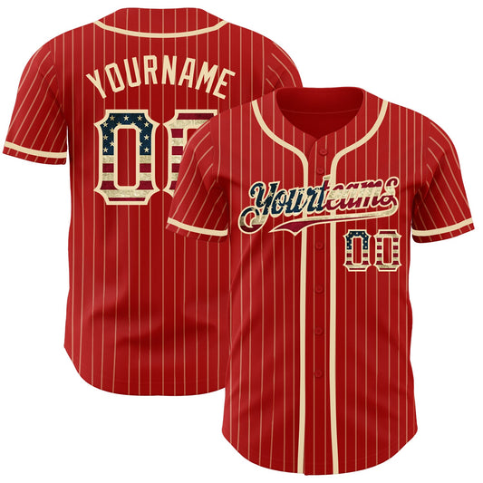 Maxcorners Custom Black Vintage USA Flag Gray-Red Premium Split Fashion Baseball Jersey LM0210