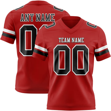 Maxcorners Custom Red Black-White Authentic Football Jersey LM2605