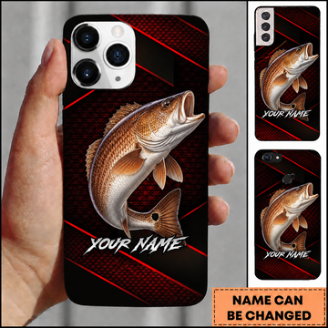 Maxcorners Red Diagonal Lines Custom Name Fishing Phone Case