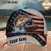 Maxcorners Patriotic American Flag Hooked On Freedom Customized Name Fishing Cap