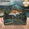 Maxcorners Golden Stream Flow Custom Name Fishing Cap