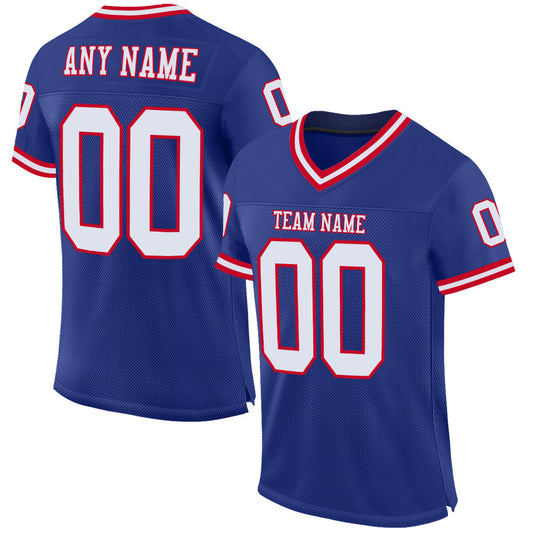 Maxcorners Custom Royal White-Red Mesh Authentic Throwback Football Jersey LM2605